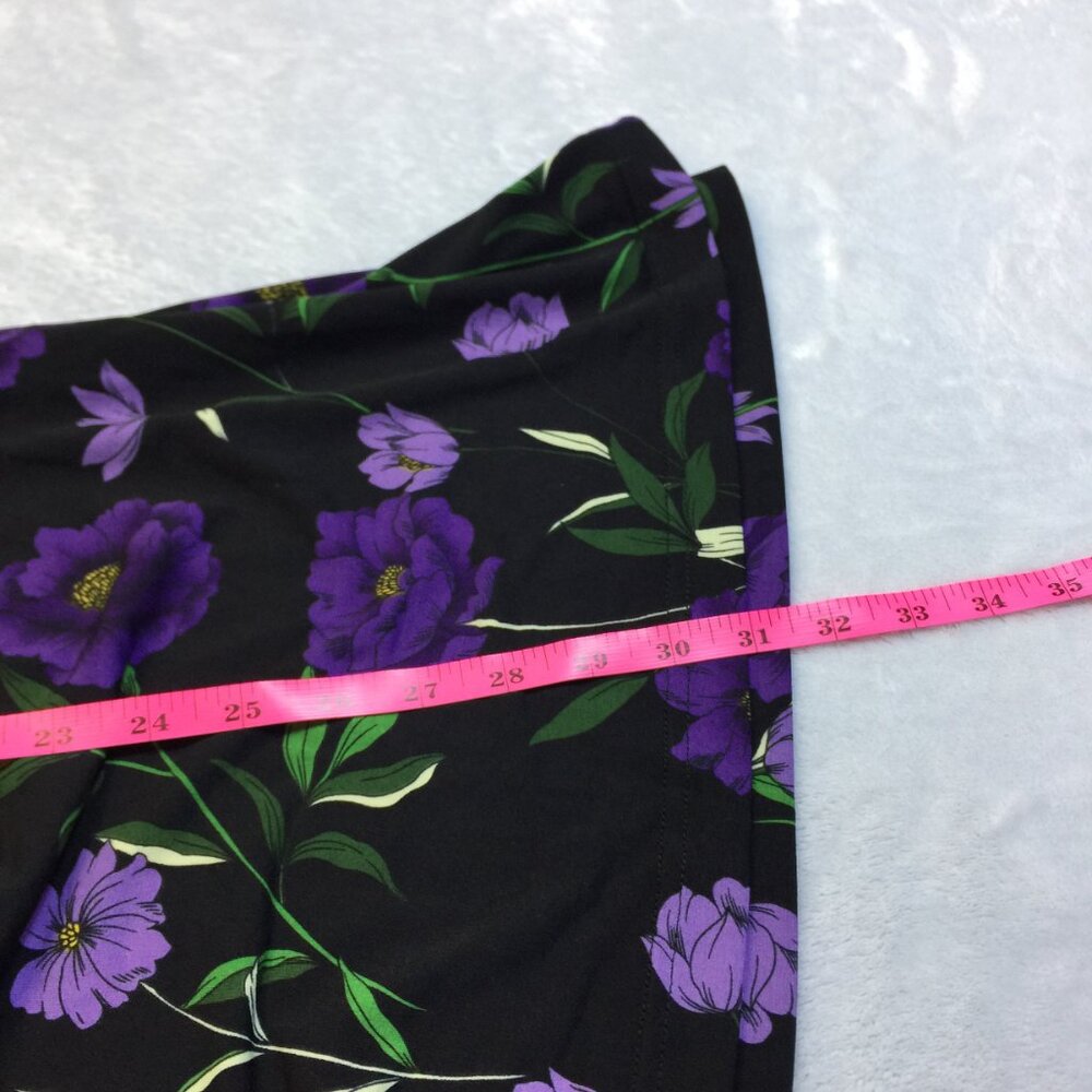 New! Leota Blouse Tunic Top XL Black Purple Floral Knit 3/4 Flare Sleeve - Picture 12 of 16